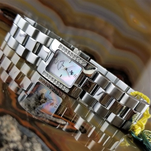 New Women's POLO Silver MOP Dial Watch with Swarovski Crystal Bezel