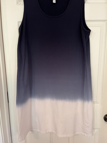 Denim & Co. Womens Size large Sleeveless blue /white Dress - Picture 2 of 5