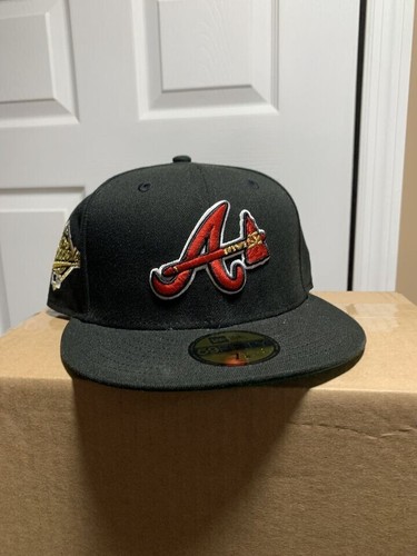 Hat Club Exclusive New Era 59FIFTY 7 1/8 ATLANTA BRAVES HAT BLACK WORLD SERIES - Picture 2 of 8