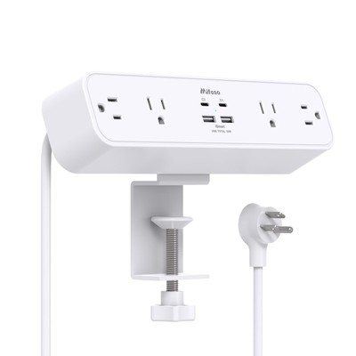 PD30W Desk Clamp Power Strip Desktop Mount Surge Protector Fast Charging Stat...