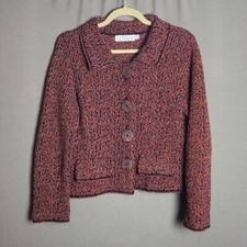 Willow Tweed Multicolored Cropped Blazer with Large Button Closure, Size S