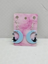 Cat Moon and Star Earrings