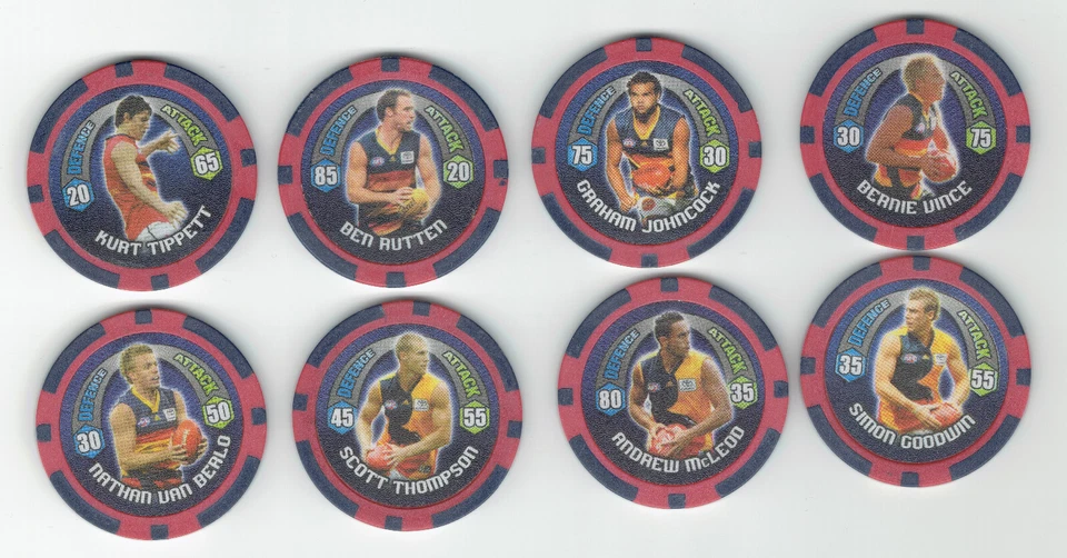 2009 AFL TOPPS POKER CHIPZ TAZO TEAM SETS (8) BULK LOT - PICK YOUR CHIPS - EXCE