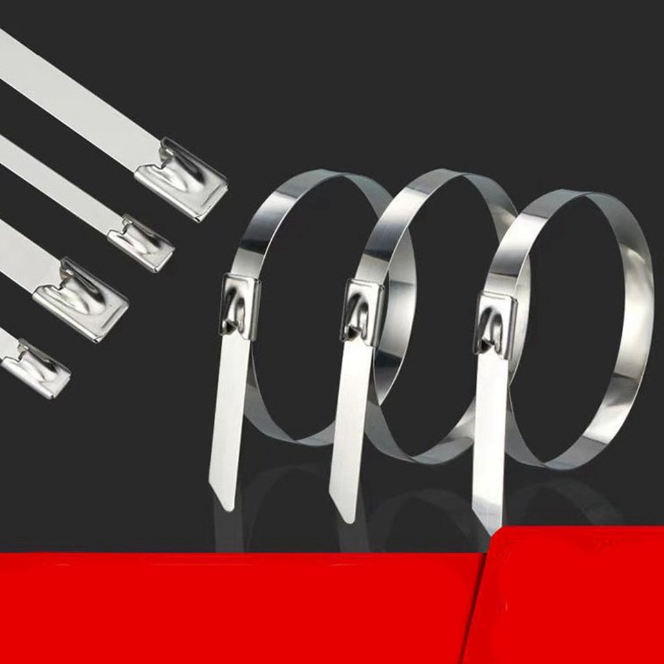 100Pcs Stainless Steel Cable Ties Metal Fixing Binding Fastening Part