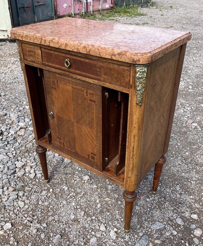 ANTIQUE FRENCH MARBLE TOP SIDE CABINET/NIGHT STAND WITH ORMOLU MOUNTS c1900 - Picture 5 of 10