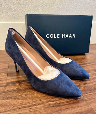 Cole Haan Grand Ambition Pump Blue Suede Women US 7 NEW with box