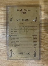 Original 1928 World Series Betting Card Yankees Cardinals ticket ruth gehrig