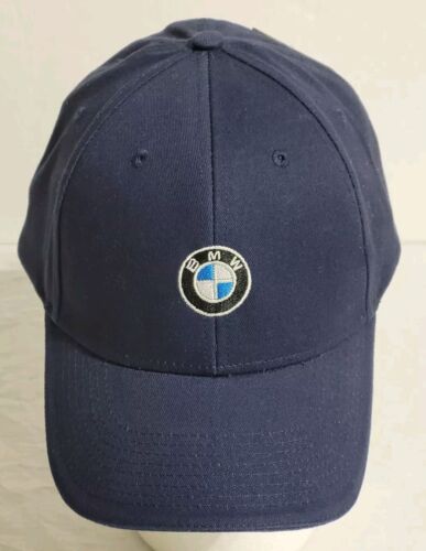 BMW Lifestyle Cap Embroidered Logo Hook & Loop Adjustable Dark Navy Hat New