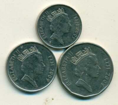 3 COINS from FIJI - 10, 20 & 50 CENTS (ALL DATING 2009)..50 CENT w/ SHIP