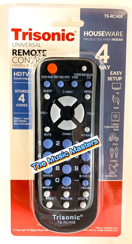 2X Universal 4 Vías LED HDTV Smart TV Control Remoto 4 Dispositivos TV, Cable, VCR, DVD Foto 2 de 4