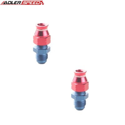 2PCS 8AN AN-8 Male To 1/2'' Hard Tube Straight Fuel Line Fitting Adapter Red/Blue