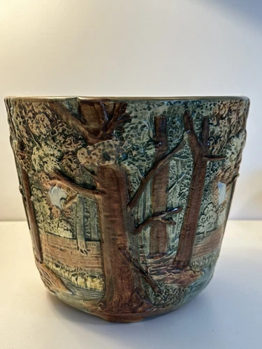 Weller Pottery “Forest” Jardiniere / Planter Matte Glazed #7” High In 1928