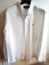Camicia Uomo Ralph Lauren ORIGINALE Bianca 100%lino taglia XXL