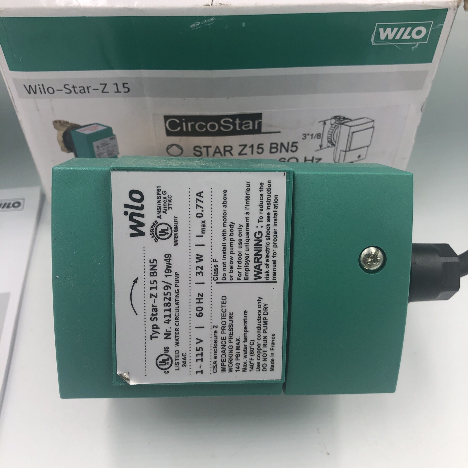 Wilo Circostar Star Z15 Bn5 Single Speed Circulator Pump 1 2 115 Volts For Sale Online Ebay