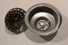 Stainless Steel Sink Strainer Drain Stopper Garbage Trap Polished Finish NIB