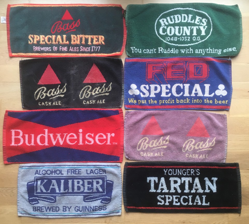 Large Collection of 54 Bar Towels Job Lot 80's 90's Beer Towels eBay