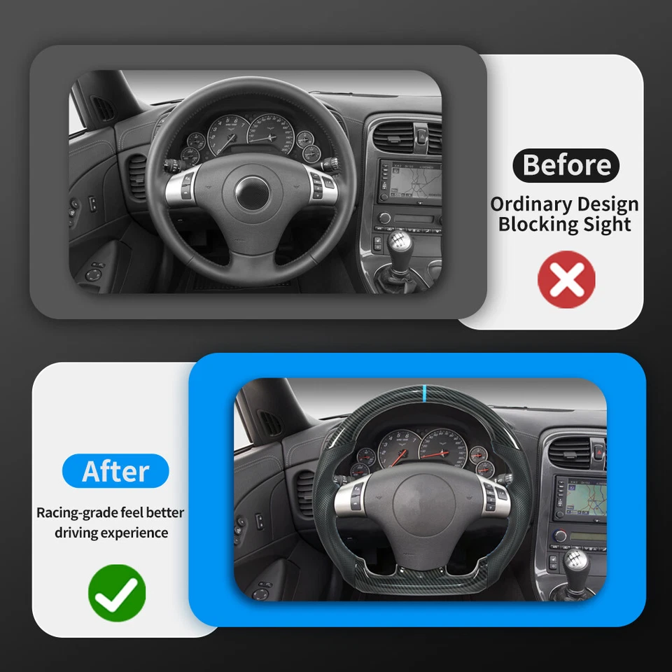 Volante de fibra de carbono Hydro Dip apto para Pontiac Solstice 2006-2009 Blue Line Foto 2 de 4