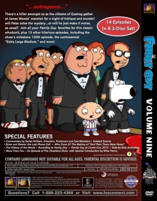 Family Guy Volume Nine DVD 14 Episode 3-Disc Set Seth McFarlane