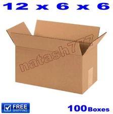 100 - 12x6x6 Cardboard Boxes Mailing Packing Shipping Moving Corrugated Carton