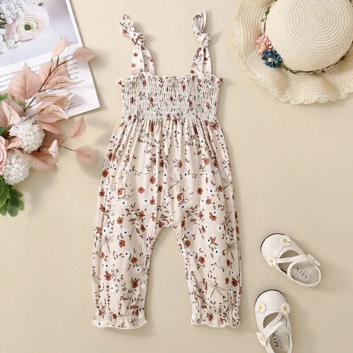 Baby Girl Summer Clothes Floral Romper Strap Halter Jumpsuit Infant Playsuit - Picture 3 of 15