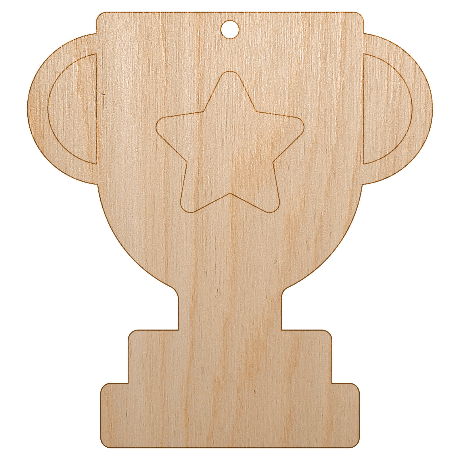 Trophy Award Outline with Star Unfinished Craft Wood Christmas Tree DIY Ornament