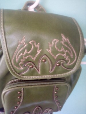 Handbag, Backpack Style, Olive Green, Leather, Unbranded  display picture 1