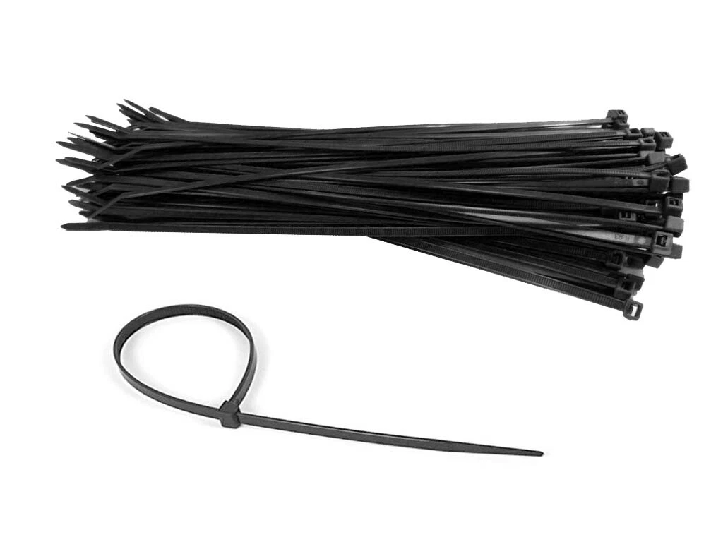 Secure Cable Ties 8 inch Black Hook and Loop Tie Wrap - 50 Pack