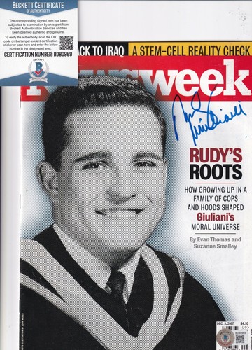 RUDY GIULIANI signed (NEW YORK MAYOR) Newsweek magazine BECKETT BAS BD80969