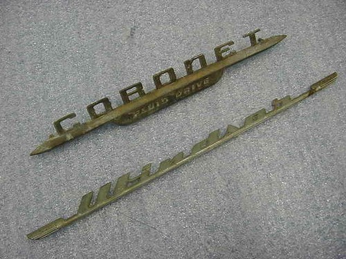 Chrysler 40's Era Hood Emblem / Side Script Emblems | eBay
