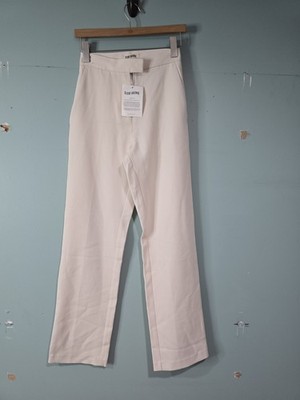Djerf Avenue First Choice Cream Flare Leg Minimalist Trousers Size XS NWT
