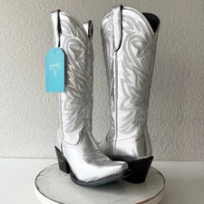 Lane SMOKESHOW Womens Cowboy Boots 7 Silver Trail Western Cowgirl Mid Calf Tall
