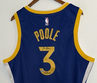 Jordan Poole “Poole Party" Warriors Signed Nike NBA Autographed Jersey BAS USASM