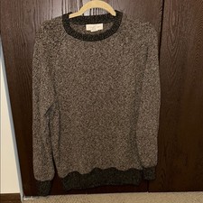 Frederik Anderson Copenhagen Tan and Brown Crewneck Sweater with Textured Knit