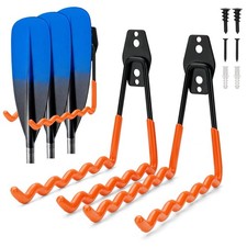 2 Pcs Kayak Paddle Holder, Wall-Mounted Hook for 3 Paddles, Non-Scratch Grip,...