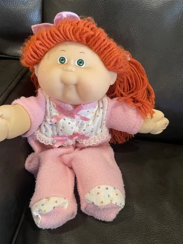 New ListingVintage Cabbage Patch kids doll Red Straight Yarn Hair Green Eyes Pink pajamas