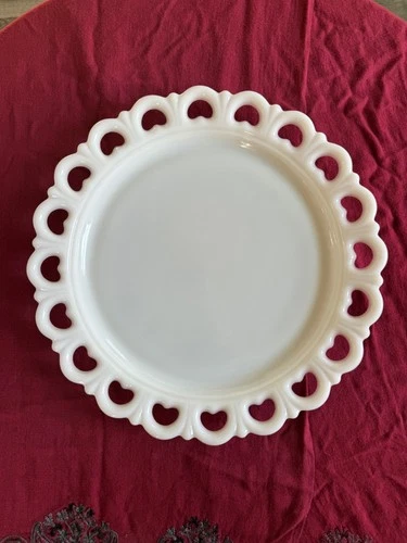 Vintage 1950 Anchor Hocking Old Colony Open Lace White Milk Glass 13inch Platter