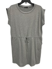 Staccato Dress Size Large Crewneck Drawstring Waist Cuffed Sleeve Heather Gray