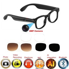 Smart glasses camera with 8MP camera and earphone and voice assis