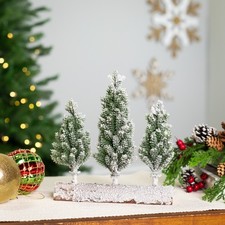 Northlight Frosted Pine Tree Trio Christmas Decoration - 8" - Unlit