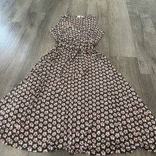 GAP Womens Sz L Colorful Floral Poppy Print Full Wrap Dress Stretch Fabric Belt