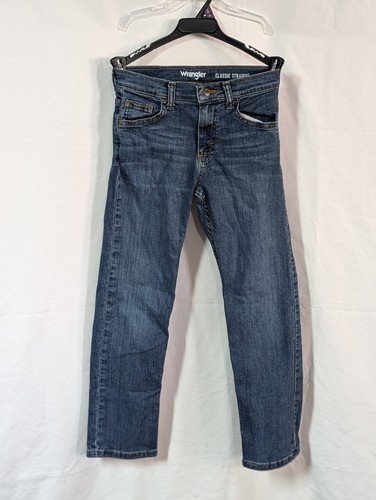 Wrangler Boys Blue Denim Classic Straight Jeans Size 10 Slim Adjustable - Picture 1 of 8