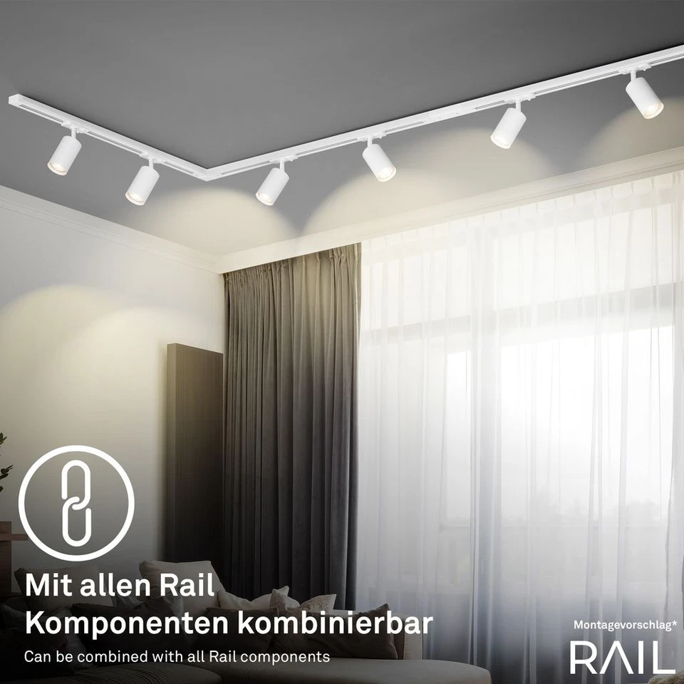 LED Pendelleuchte 4,5W Rail Schienensystem Dimmbar Kombinierbar Weiß 10cm - Bild 4 von 4