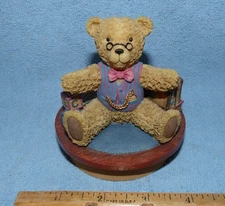 Vintage Our America Bear with Books Candle Topper