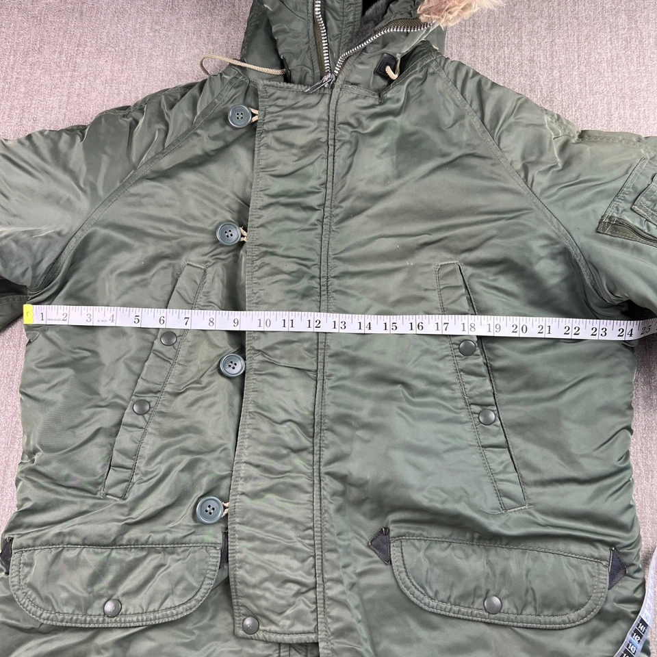 Vintage Mens N3B Parka Military Flight Jacket Fur Hood Orange Lining Size 40 - Image 2 of 4