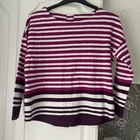 Joules magenta plum and white Stripe with Button Back Top ~ Size 12