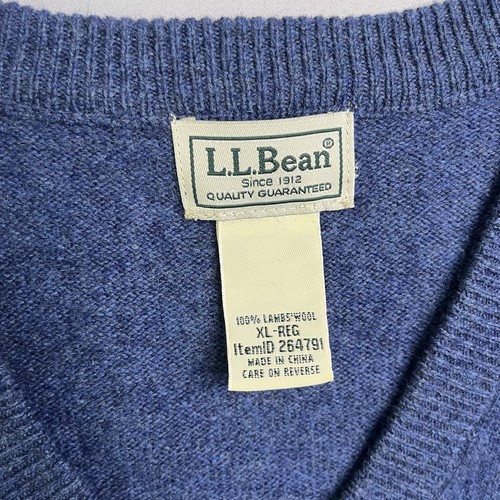 LL Bean Sweater Vest Mens X-Large Blue Lambs Wool Knit V-Neck Sleeveless *READ - Picture 4 of 14