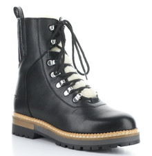 BOS. & CO. Botines con cordones y cremallera lateral ADA para mujer, tacto/lana negros, talla EU 40