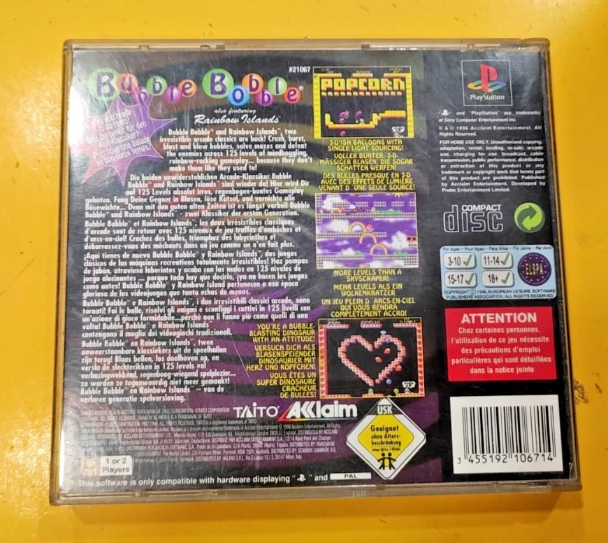 Bubble Bobble Also Featuring Rainbow Islands Sony PlayStation 1 GIOCO PS1 - Immagine 3 di 3