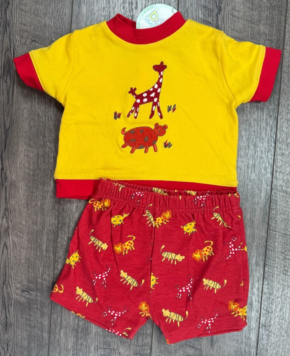 Baby Boy Clothes New Vintage Simply Basic Baby 0-3 Month 2pc Zoo Animals Outfit