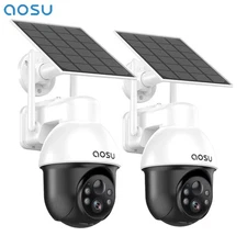 AOSU security cameras solar Powered wireless wifi outdoor Compatible with Alexa